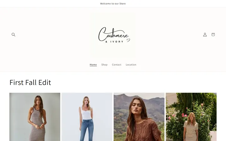 Preview of Cashmere & Ivory Women's Boutique website