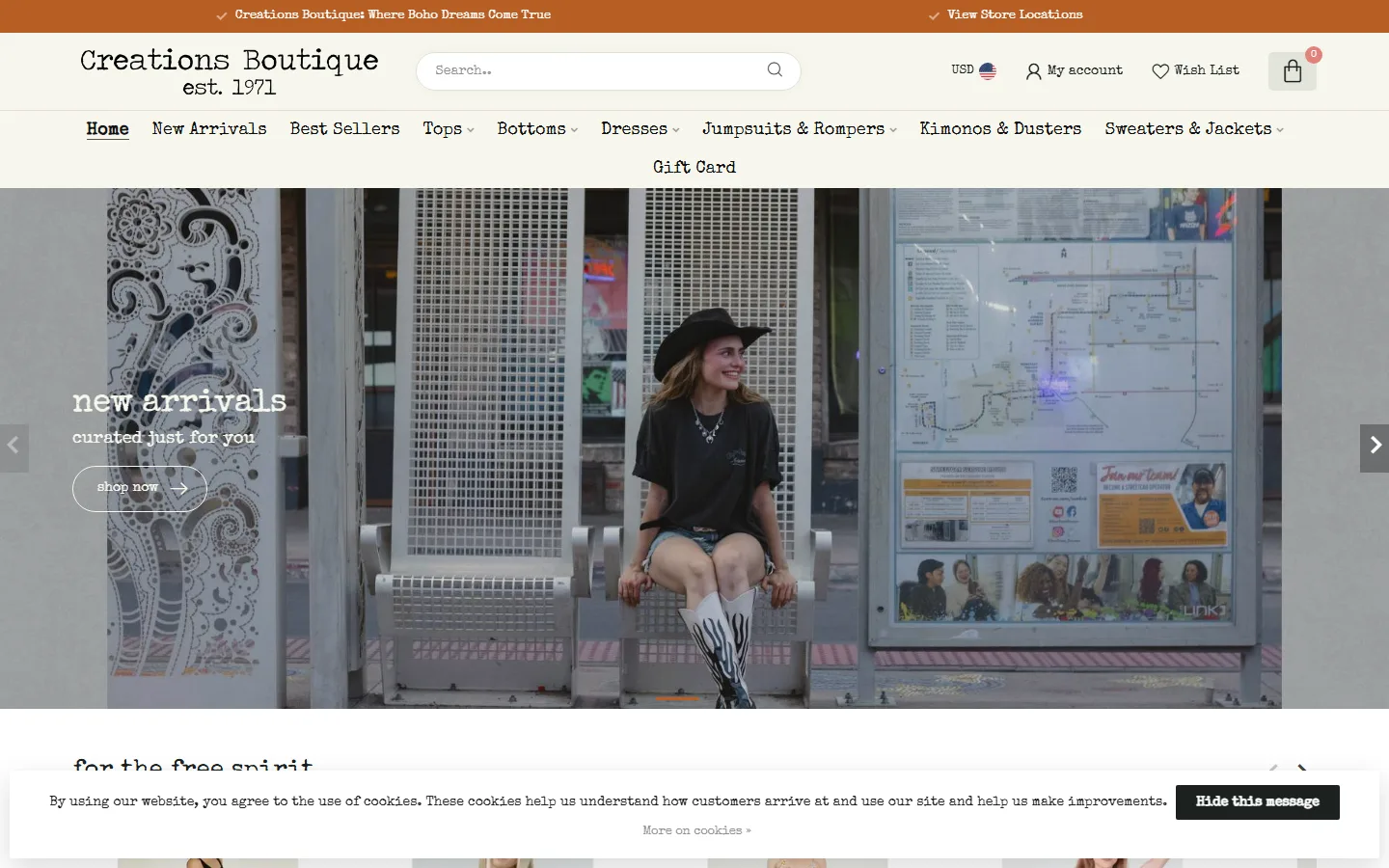 Viewport capture of CREATIONS BOUTIQUE website