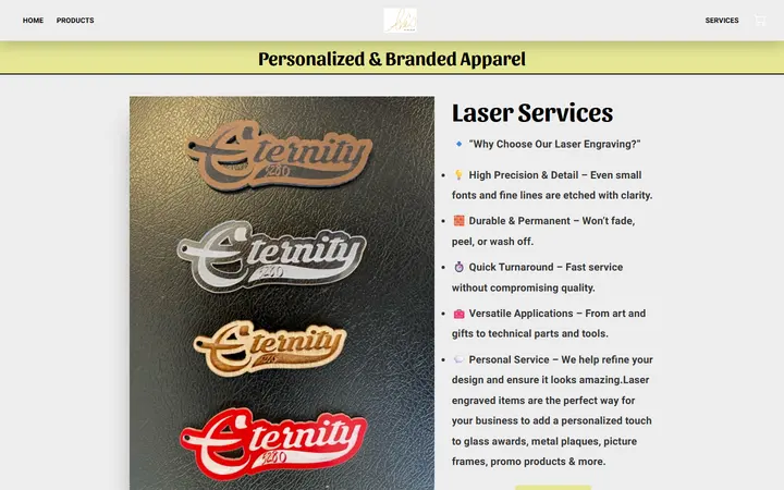 Website page titled Laser Services -