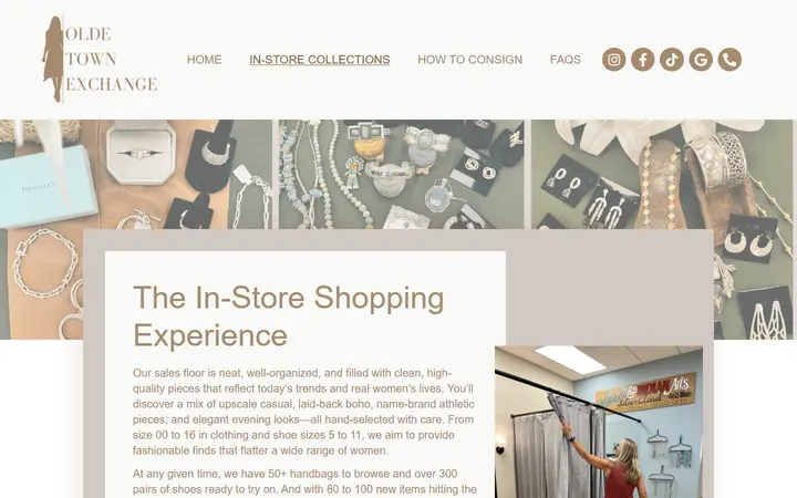 Website page titled In-Store Consignment Collections - Olde Town Exchange | Westminster, CO