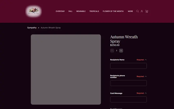 Website page titled Autumn Wreath Spray | Bouquet Boutique, Inc.