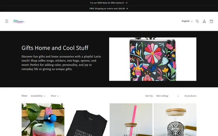 Website page titled Gifts Home and Cool Stuff – Mirame Boutique