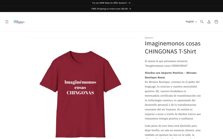 Preview of Mirame Boutique Room website