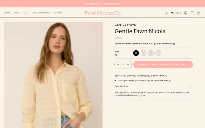 Website page titled Gentle Fawn Nicola – Pink House Colorado