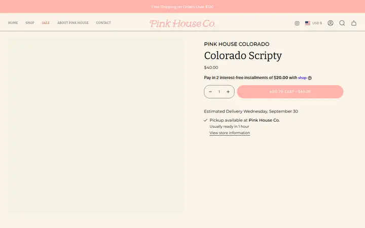 Website page titled Colorado Scripty – Pink House Colorado