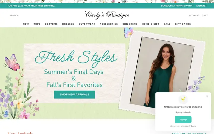 Preview of Carly's Boutique website