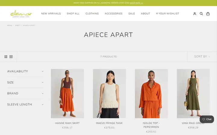 Website page titled Apiece Apart | Shop Eleanor