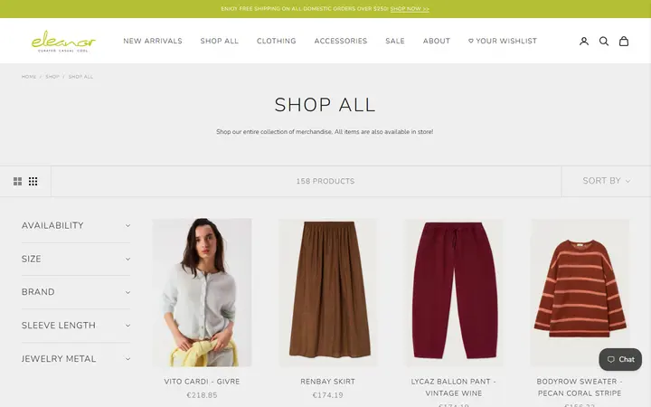 Website page titled Shop All