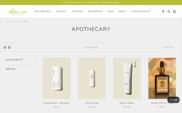 Website page titled Shop Apothecary + Skincare | Eleanor and Hobbs in Louisville, CO