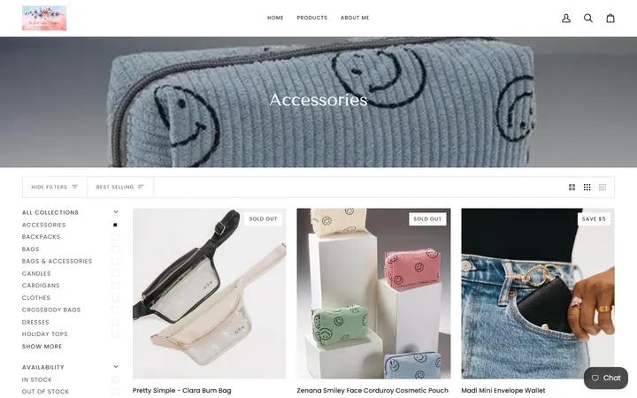 Website page titled Accessories – MaeMadeCreationsandBoutique