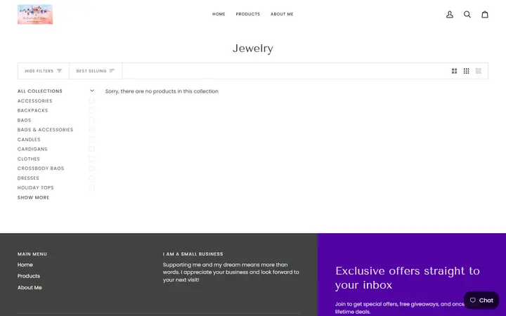 Website page titled Jewelry – MaeMadeCreationsandBoutique