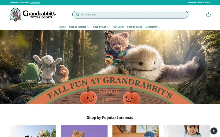 Preview of Grandrabbit's Toy Shoppe website