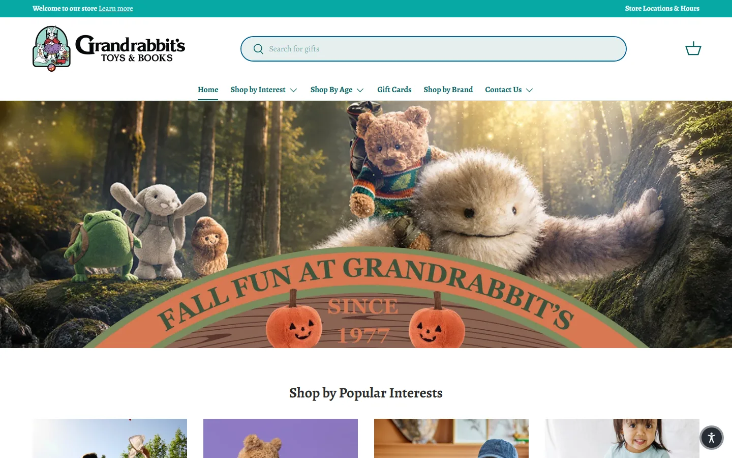 Viewport capture of Grandrabbit's Toy Shoppe website