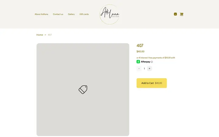 Website page titled 407 | AdiLuna Boutique Site