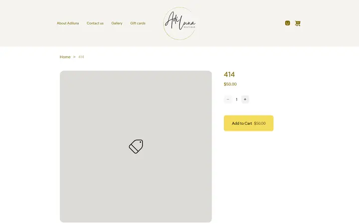 Website page titled 414 | AdiLuna Boutique Site