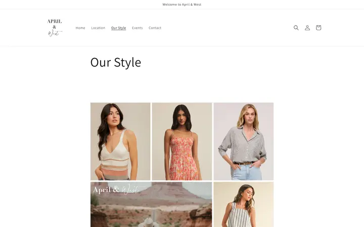 Website page titled Our Style – April & West