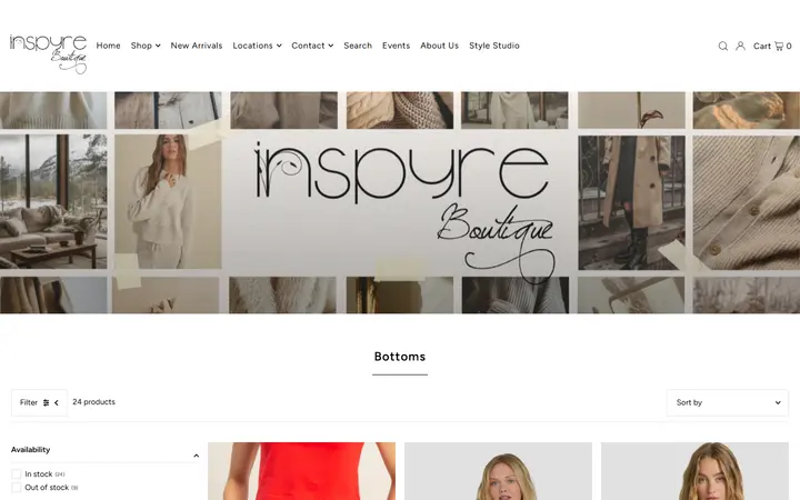 Website page titled Chic Bottoms | Inspyre Boutique