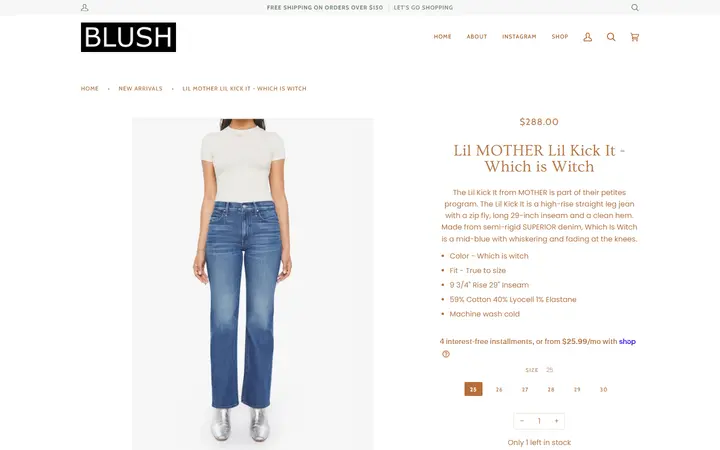 Website page titled Lil MOTHER Lil Kick It - Which is Witch – BLUSH