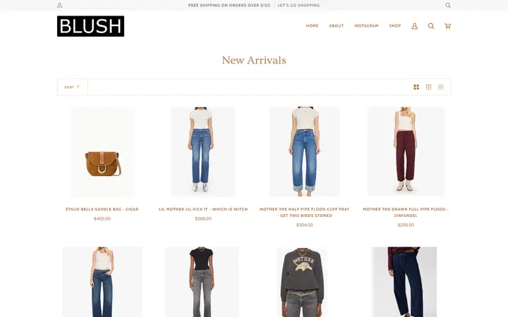 Website page titled New Arrivals – BLUSH