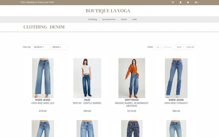 Website page titled Denim — Boutique La Voga