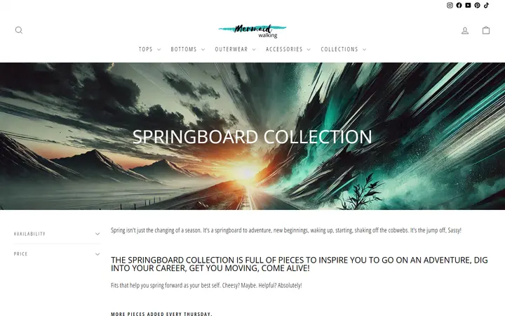 Website page titled SPRINGboard Collection – Mermaid Walking Boutique