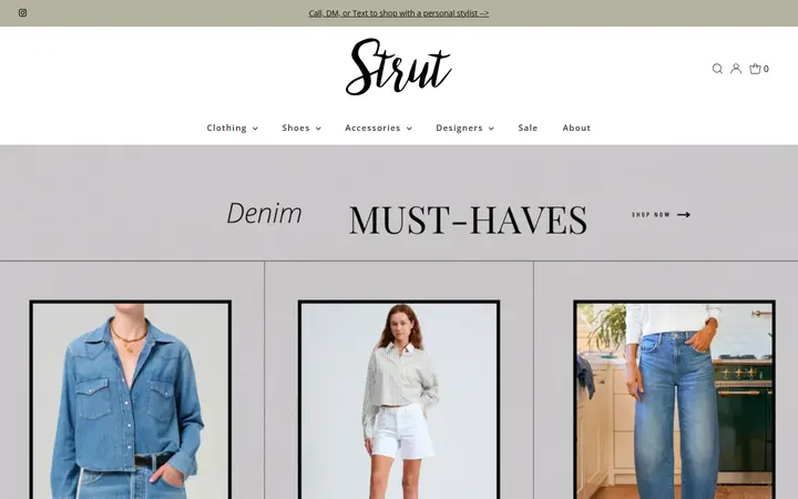 Preview of Strut Boutique website