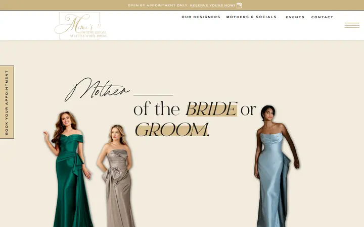 Website page titled Mimi's Couture Bridal at LWD | Mothers Dresses