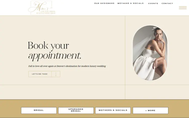 Website page titled Mimi's Couture Bridal at LWD | Reserve Your Appointment
