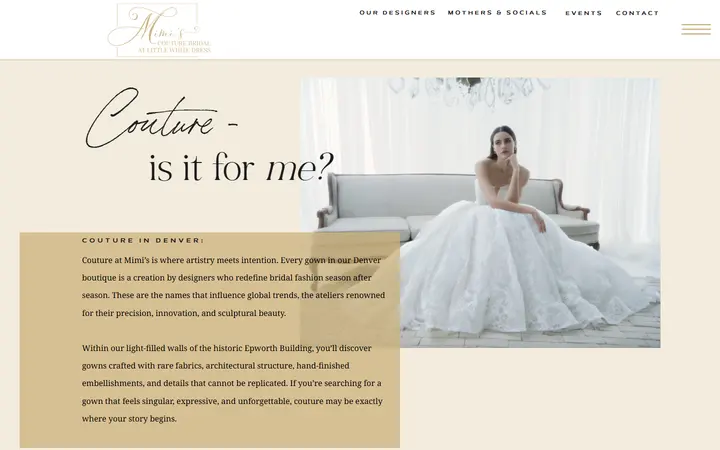 Website page titled Mimi's Couture Bridal at LWD | Couture, Is It For Me