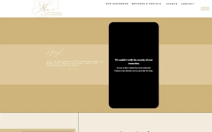 Website page titled Mimi's Couture Bridal at LWD | Bridal Appointment