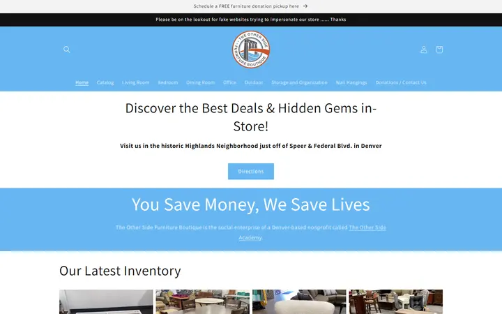 Preview of The Other Side Furniture Boutique website