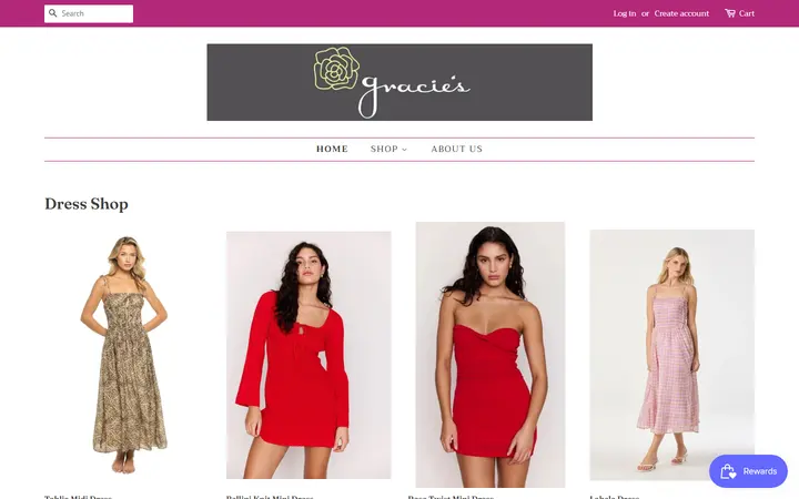 Preview of Gracie's Boutique website