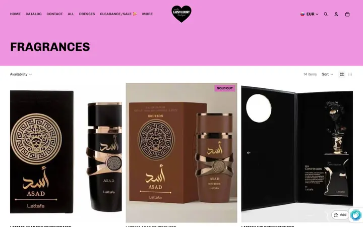 Website page titled Fragrances – Estilo lausiv luxury