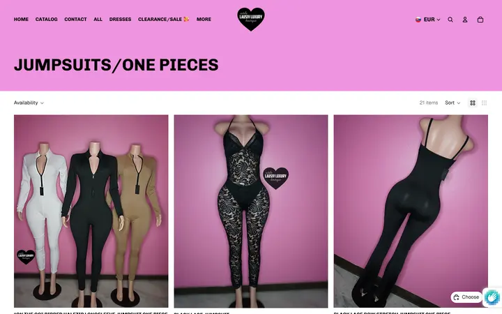 Website page titled Jumpsuits/One pieces – Estilo lausiv luxury