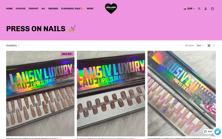 Website page titled Press on nails 💅🏼 – Estilo lausiv luxury