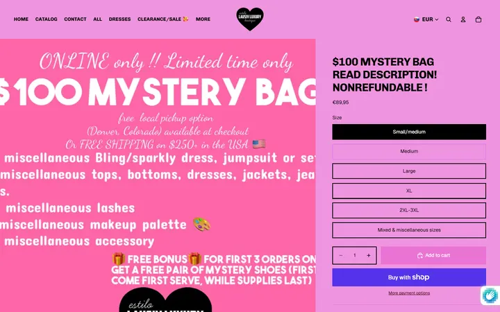 Website page titled $100 mystery bag READ DESCRIPTION! NONREFUNDABLE ! – Estilo lausiv luxury
