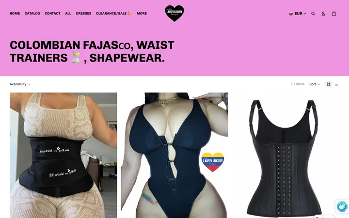 Website page titled Colombian Fajas🇨🇴, waist trainers⏳, shapewear. – Estilo lausiv luxury