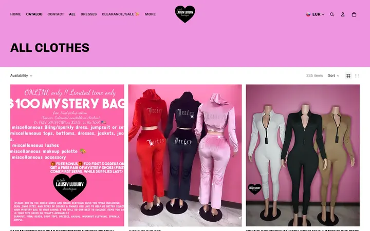 Website page titled All clothes – Estilo lausiv luxury