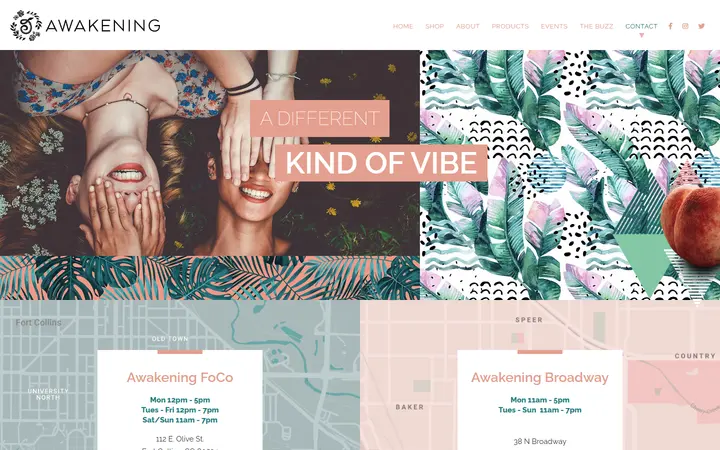 Website page titled Awakening /// Contact
