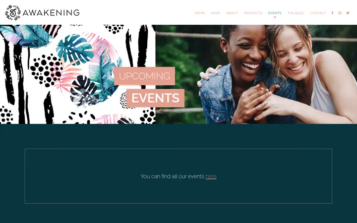 Website page titled Events