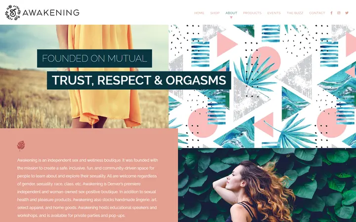 Website page titled Awakening /// About