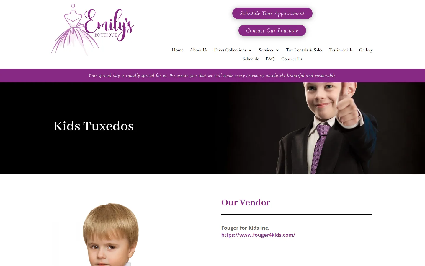 Viewport capture of Emily's Boutique website