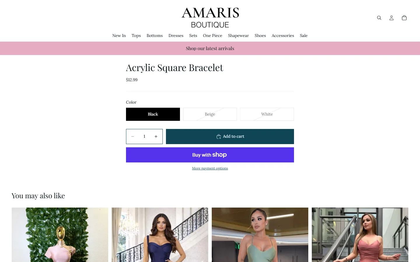 Viewport capture of Amaris Boutique website