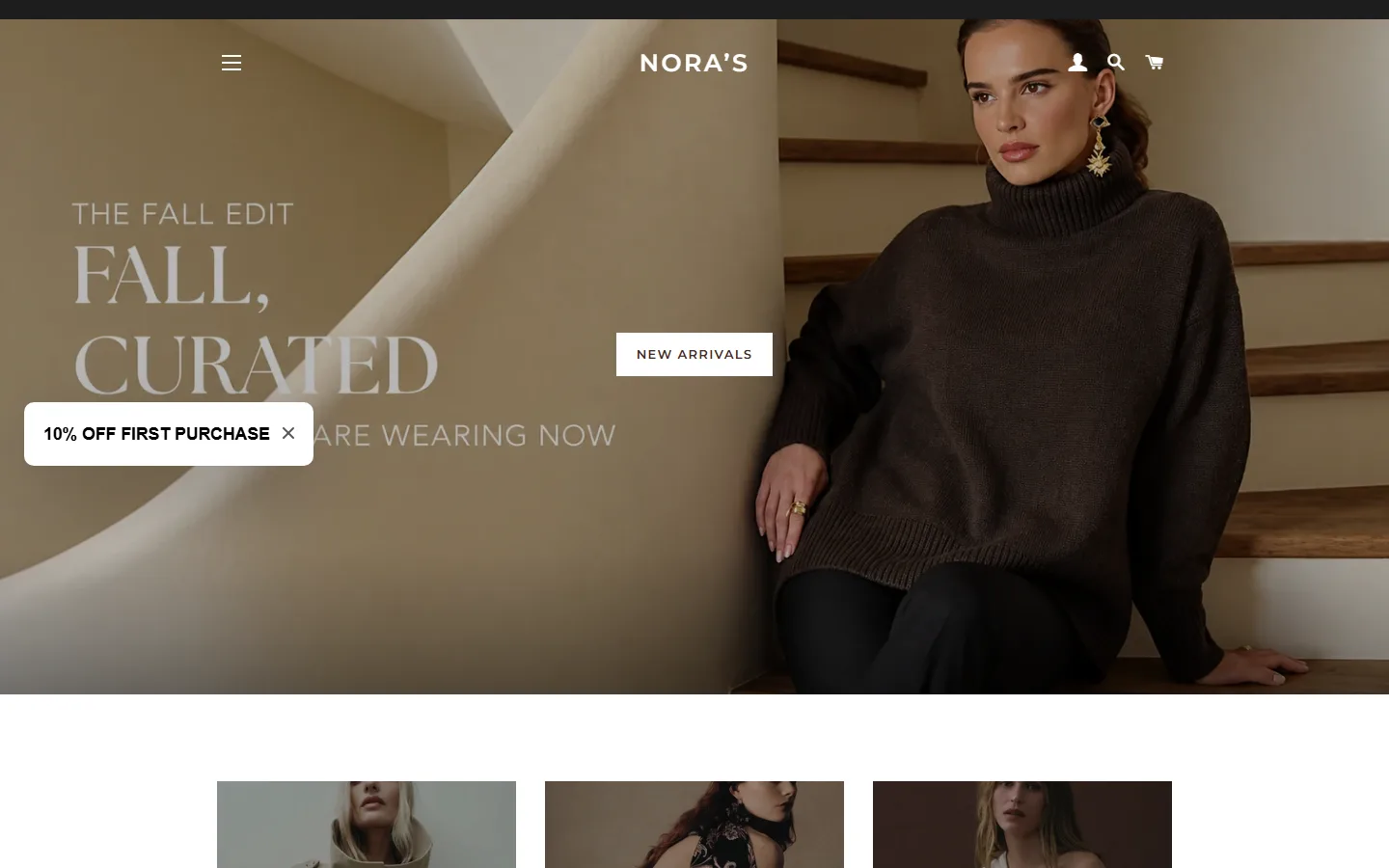 Viewport capture of Nora's website