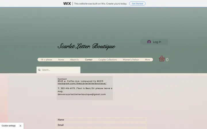 Website page titled Contact | The Scarlet Letter