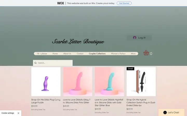 Website page titled dildos and dongs | The Scarlet Letter