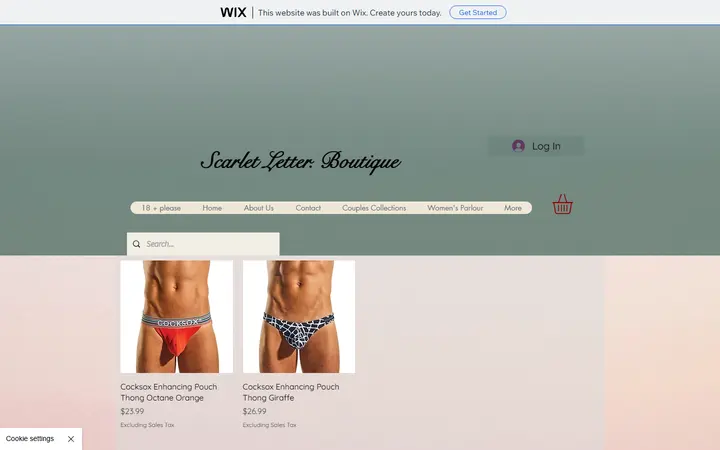 Website page titled Men's underwear | The Scarlet Letter