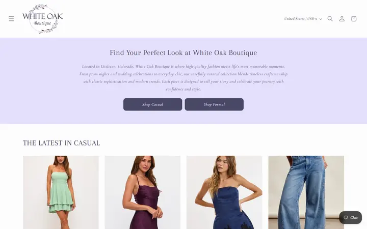 Preview of White Oak Boutique website