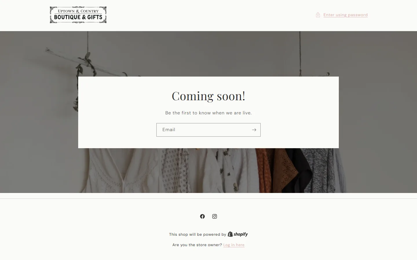 Viewport capture of Uptown & Country Boutique website