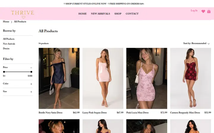 Website page titled All Products | Shop at Thrive